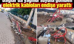 Bağlar’da yağmur suyuna gömülen elektrik kabloları endişe yarattı