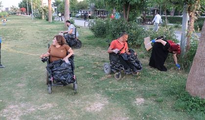Cizre'de engelli bireylerden temizlik çalışması
