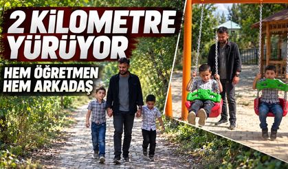 Tek derslik, iki kardeş: Öğretmenleriyle hem ders işliyor hem oyun oynuyorlar