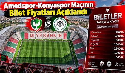 Amedspor-Konyaspor Maçının Bilet Fiyatları Açıklandı