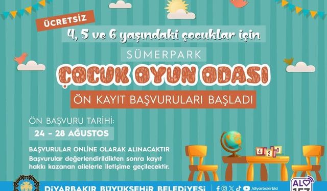 Diyarbakır’da Sümerpark Çocuk Oyun Odası İçin Yeni Dönem Başvuruları Başladı