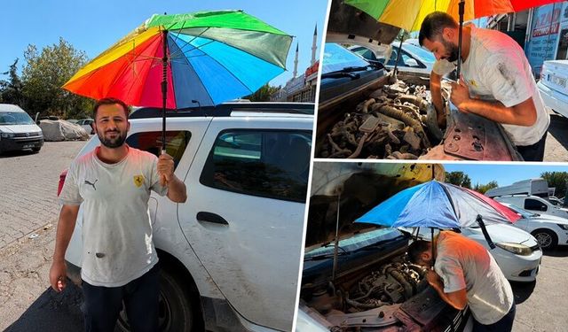 Diyarbakır  Oto Sanayisinde Kavurucu Sıcağa Şemsiyeli Çözüm