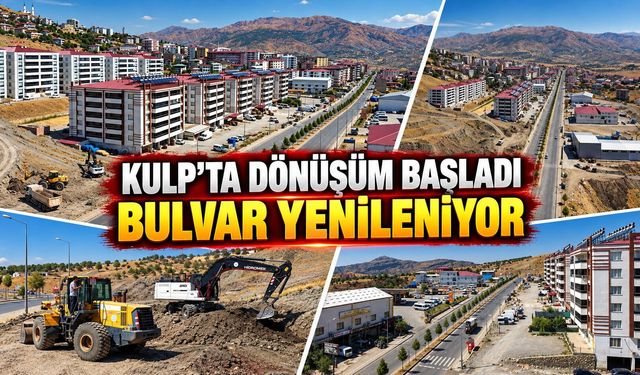 Kulp’ta Turgut Özal Bulvarı’nda çevre düzenleme çalışmaları başladı