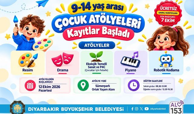 Diyarbakır’da çocuklar için 5 farklı alanda ücretsiz atölye