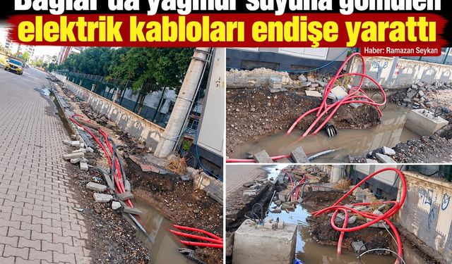 Bağlar’da yağmur suyuna gömülen elektrik kabloları endişe yarattı