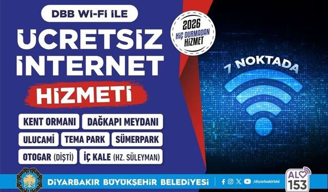 Diyarbakır’da ücretsiz internet dönemi genişledi: 7 noktada hizmet veriliyor