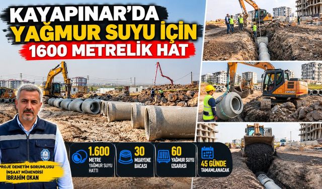 Kayapınar'da yağmur suyu için 1600 metrelik hat