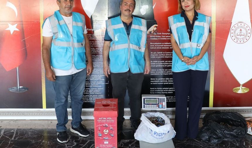 Öğrenciler 6 ayda 878 kilogram atık pil topladı