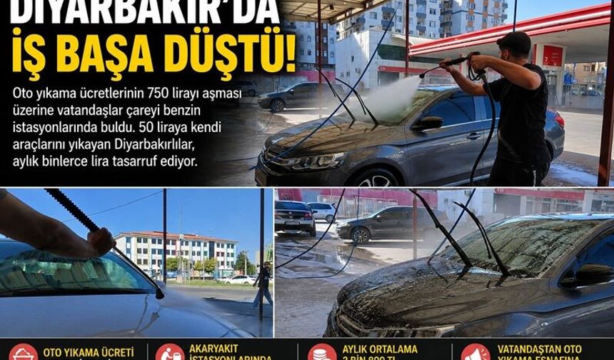 Diyarbakır'da Oto Yıkama Ücretleri Cep Yakıyor! Vatandaş 50 Liraya Kendi Aracını Yıkıyor