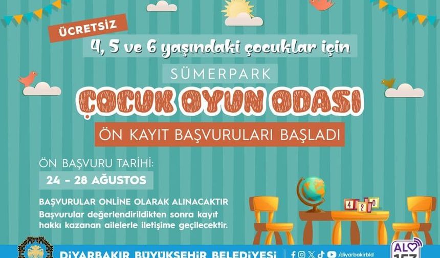 Diyarbakır’da Sümerpark Çocuk Oyun Odası İçin Yeni Dönem Başvuruları Başladı