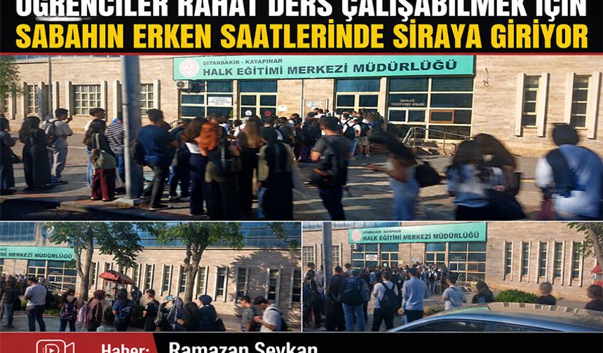 Rahat ders çalışabilmek için sabahın erken saatlerinde sıraya giriyor