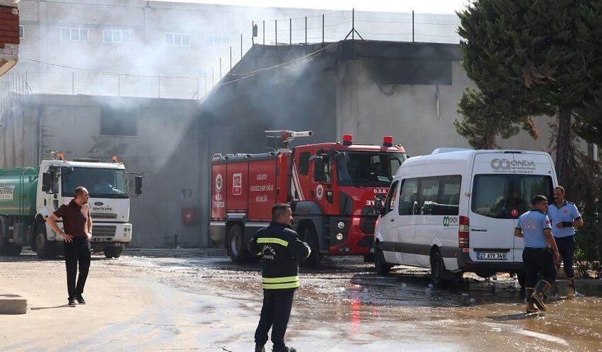 Tekstil fabrikasında çıkan yangına müdahale ediliyor