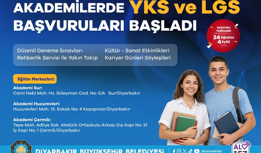 Akademilerde YKS ve LGS başvuruları başladı