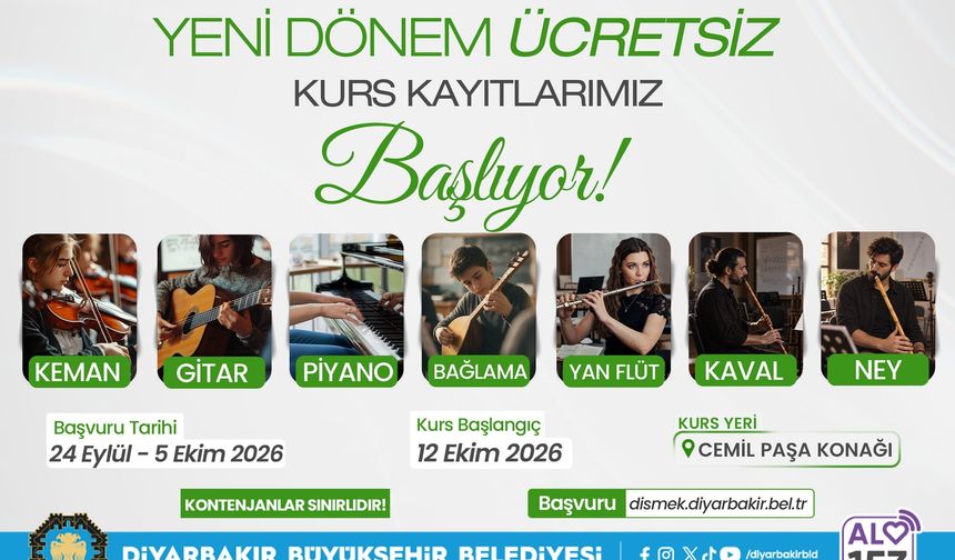 Diyarbakır’da ücretsiz sanat eğitimleri için başvurular başladı
