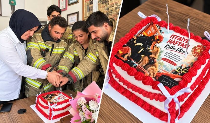 Bağlar’da İtfaiyecilere Anlamlı Sürpriz: İhbarla Çağırdı, Çiçek ve Pastayla Karşıladı