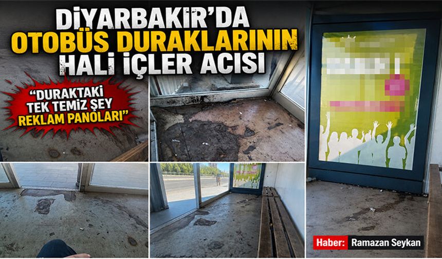 Diyarbakır’da otobüs duraklarının hali içler acısı