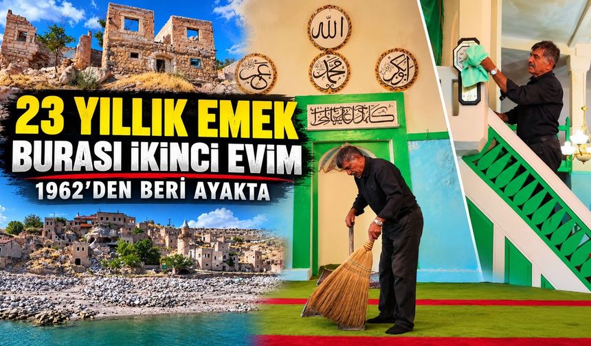 Terk edilen köyündeki camiye yıllardır gözü gibi bakıyor