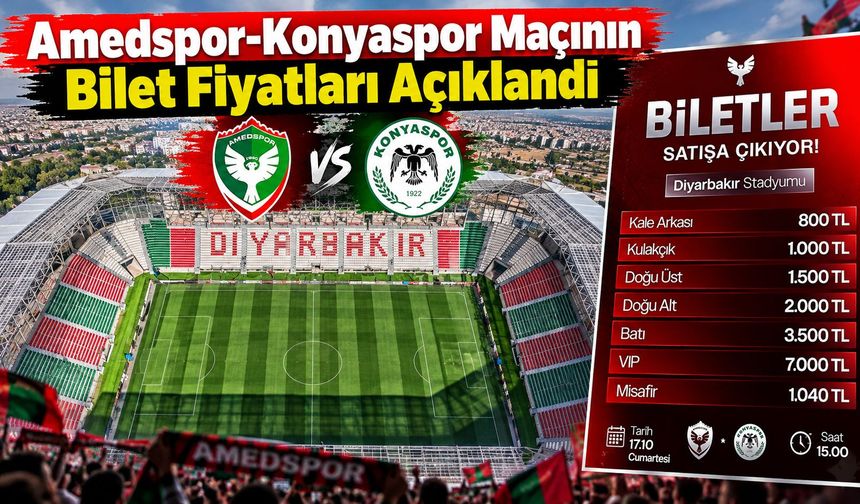 Amedspor-Konyaspor Maçının Bilet Fiyatları Açıklandı