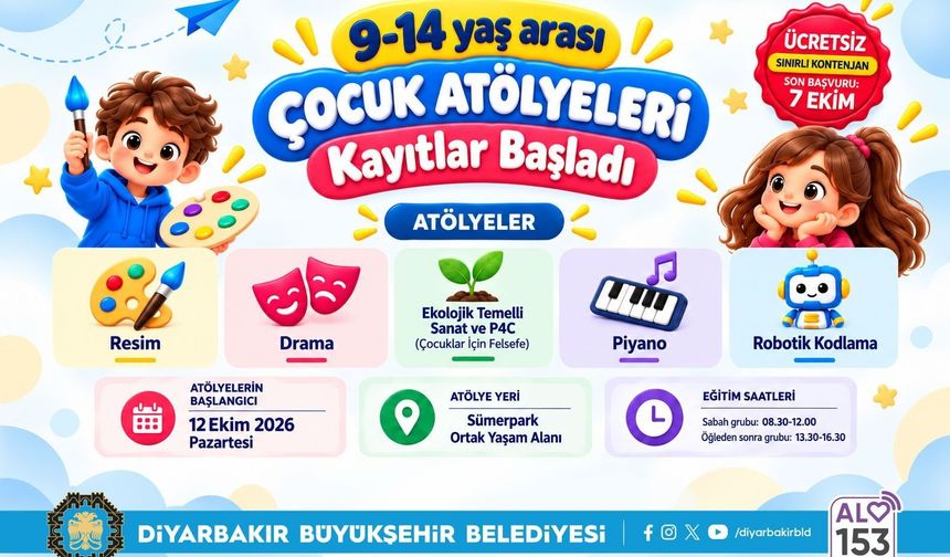 Diyarbakır’da çocuklar için 5 farklı alanda ücretsiz atölye