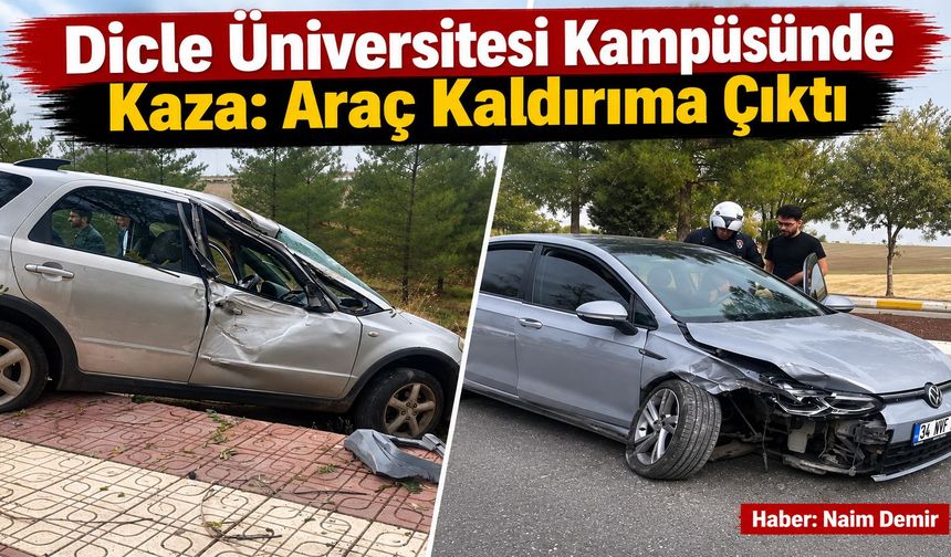 Dicle Üniversitesi Kampüsünde Kaza: Araç Kaldırıma Çıktı
