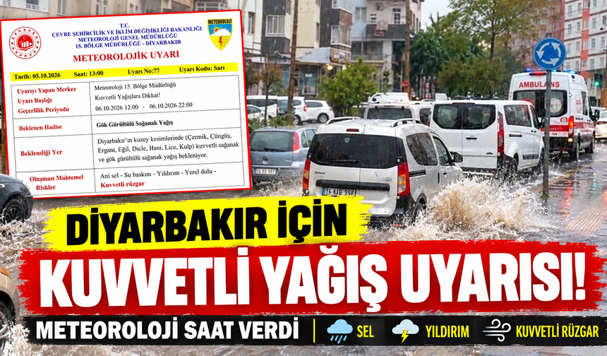 Diyarbakır İçin Kuvvetli Yağış Uyarısı! Meteoroloji Saat Verdi