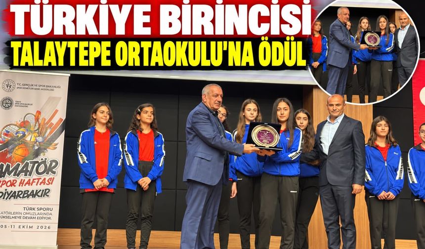 Türkiye Birincisi Talaytepe Ortaokulu’na Ödül