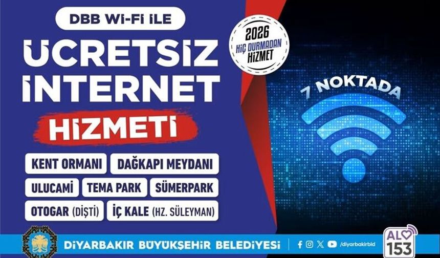 Diyarbakır’da ücretsiz internet dönemi genişledi: 7 noktada hizmet veriliyor