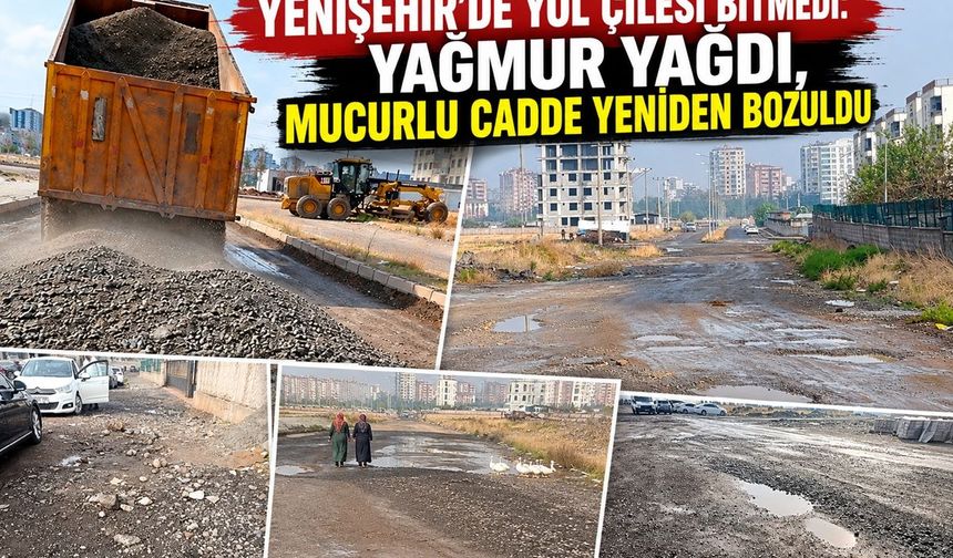 Yenişehir’de Yol Çilesi Bitmedi: Yağmur Yağdı, Mucurlu Cadde Yeniden Bozuldu