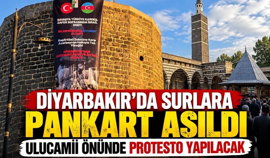 Diyarbakır'da Surlara Pankart Asıldı Ulucamii önünde protesto yapılacak