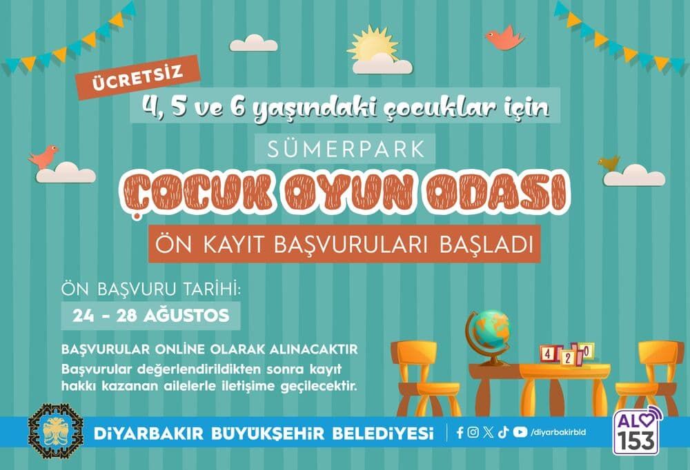 Diyarbakır’da Sümerpark Çocuk Oyun Odası İçin Yeni Dönem Başvuruları Başladı
