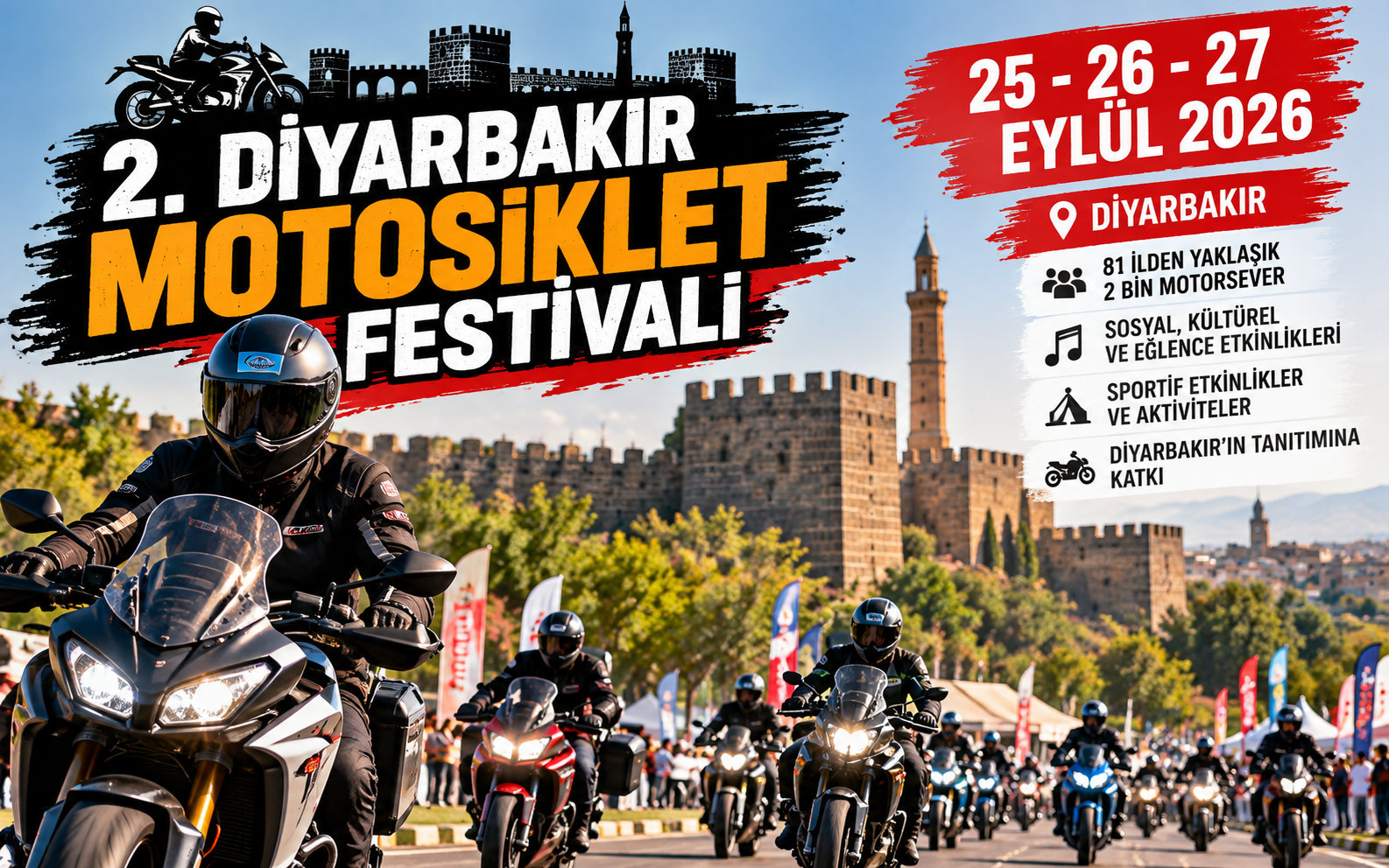 81 ilden 2 bin motosiklet tutkunu Diyarbakır’da buluşacak
