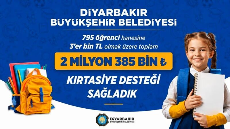 Diyarbakır’da 795 Öğrenci Hanesine Kırtasiye Desteği