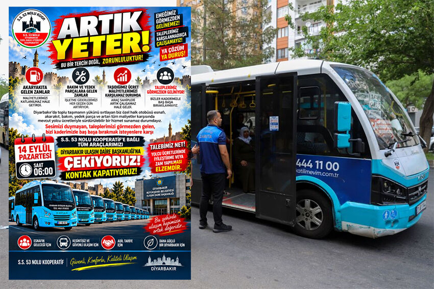 Diyarbakır’da Özel Halk Otobüsleri Kontak Kapattı