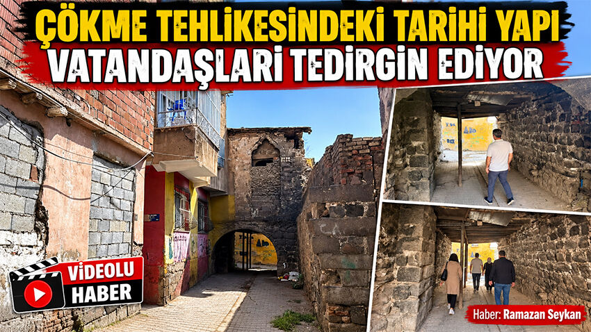 Çökme tehlikesindeki tarihi yapı vatandaşları tedirgin ediyor